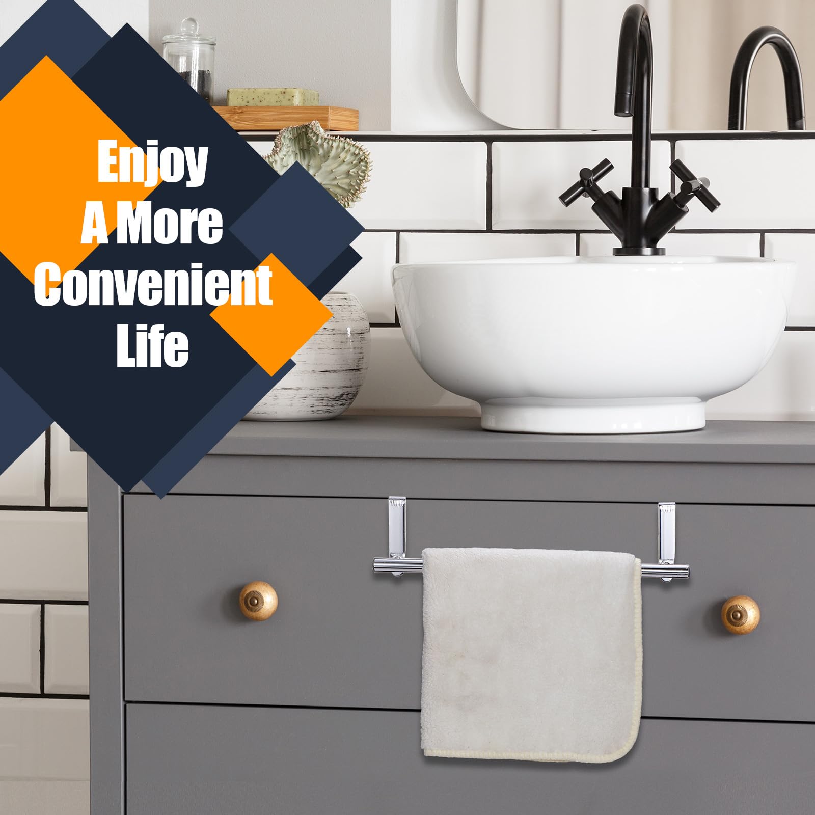 2 Pack Towel Rack For Cabinet Steel Over Door Towel Rack Modern Over Cabinet Towel Hanger Towel Bar Holder 9 Inch Storage Organi